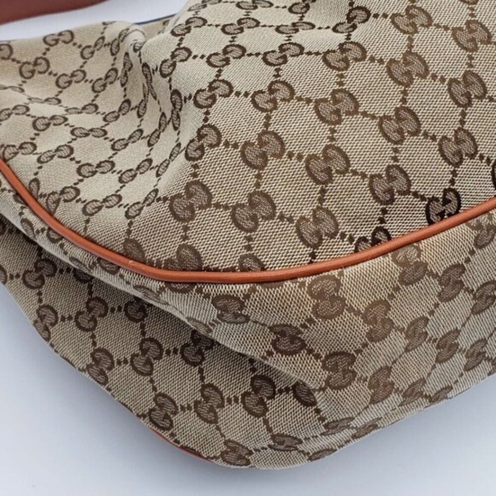 Authentic Gucci GG Canvas Sukey Hobo Bag Monogram Leather Trim Shoulder Bag - Picture 10 of 16